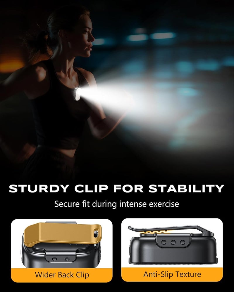 Cuvccn 500LM Ultra Bright Mini EDC Flashlight Rechargeable, 10 Modes Running Lights for Runners with Spot & Flood Light, IP65 Waterproof Small Clip on Flashlight for Walking, Camping, Hiking, Work - Image 5